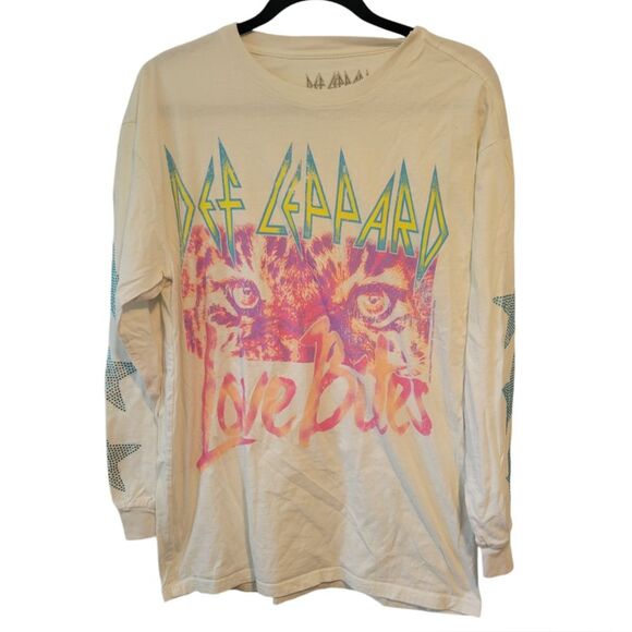 Def Leppard by Goodie Two Sleeves Graphic Band T-Shirt Size Small Embellished - Picture 2 of 7